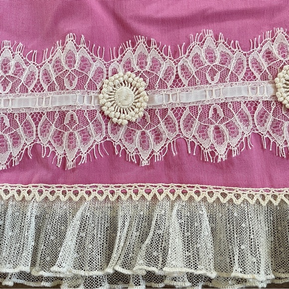 Vintage Cynthia Steffe Lace trim pink skirt 10 - Picture 3 of 6